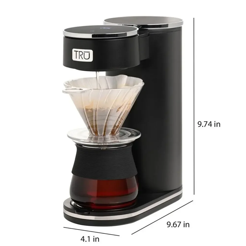 NEW TRU Black Automatic Pour Over Coffee Maker Digital Touch Screen Machine